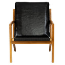 Siyah Deri Sırtlıklı Siyah Sentetik Rattan İp Oturumlu Kolçaklı Teak Sandalye-Artika Design-NowShopFun
