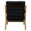 Siyah Deri Sırtlıklı Siyah Sentetik Rattan İp Oturumlu Kolçaklı Teak Sandalye-Artika Design-NowShopFun