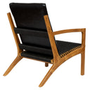 Siyah Deri Sırtlıklı Siyah Sentetik Rattan İp Oturumlu Kolçaklı Teak Sandalye-Artika Design-NowShopFun