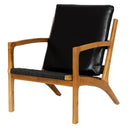 Siyah Deri Sırtlıklı Siyah Sentetik Rattan İp Oturumlu Kolçaklı Teak Sandalye-Artika Design-NowShopFun