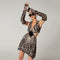 Siyah Desenli Bej Payetli Mini Eldivenli Kendall Elbise-Elbise-PETRA PETROVA-XS-NowShopFun