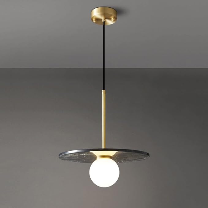 Siyah Mermer Disk Cam Sarkıt Avize-Avize-Tarz Aydınlatma-NowShopFun