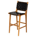 Siyah Örgü Deri Oturumlu Naturel Renk Teak Bistro Sandalye Y.65 cm-Artika Design-NowShopFun