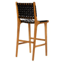 Siyah Örgü Deri Oturumlu Naturel Renk Teak Bistro Sandalye Y.65 cm-Artika Design-NowShopFun