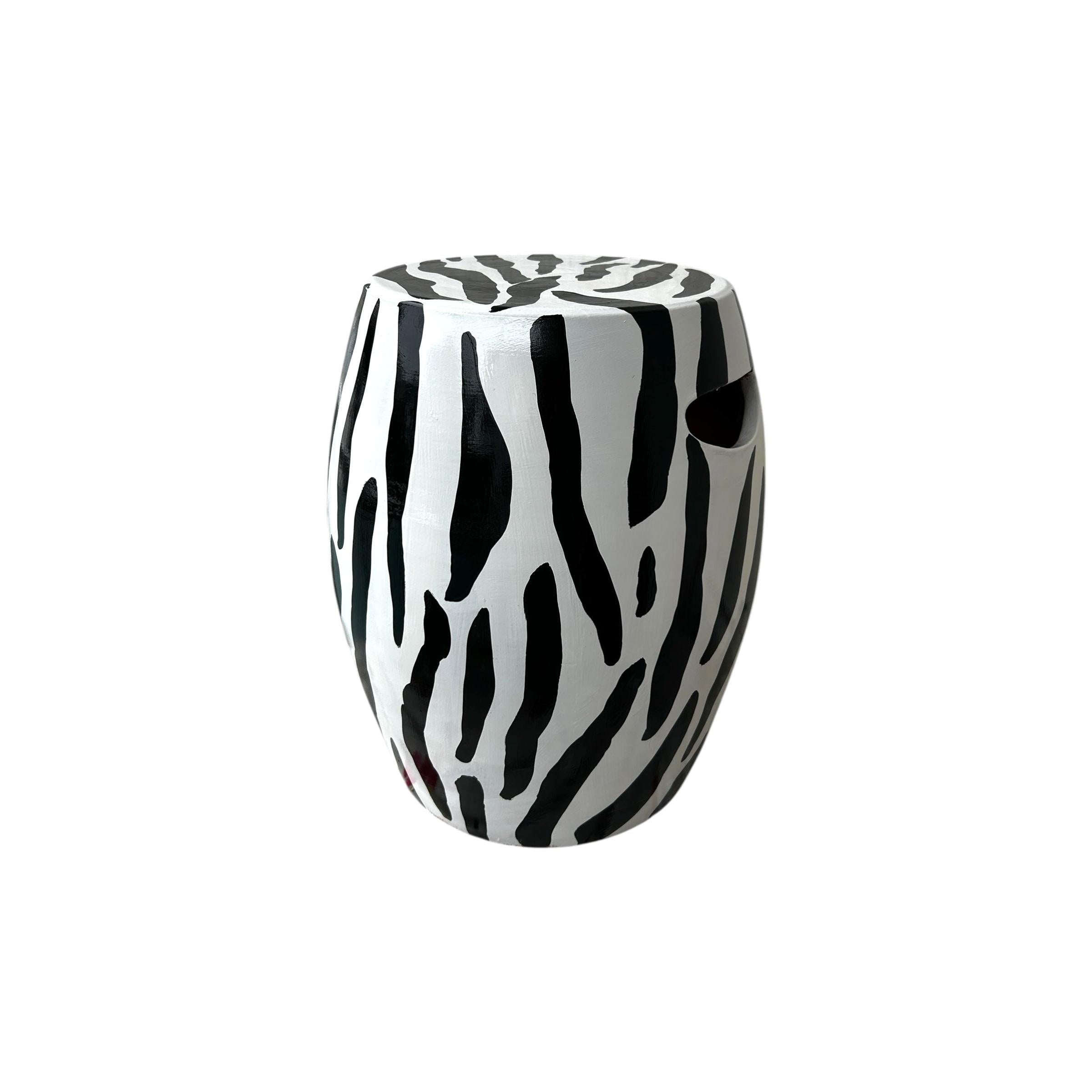 Siyah Zebra Desen Seramik Sehpa