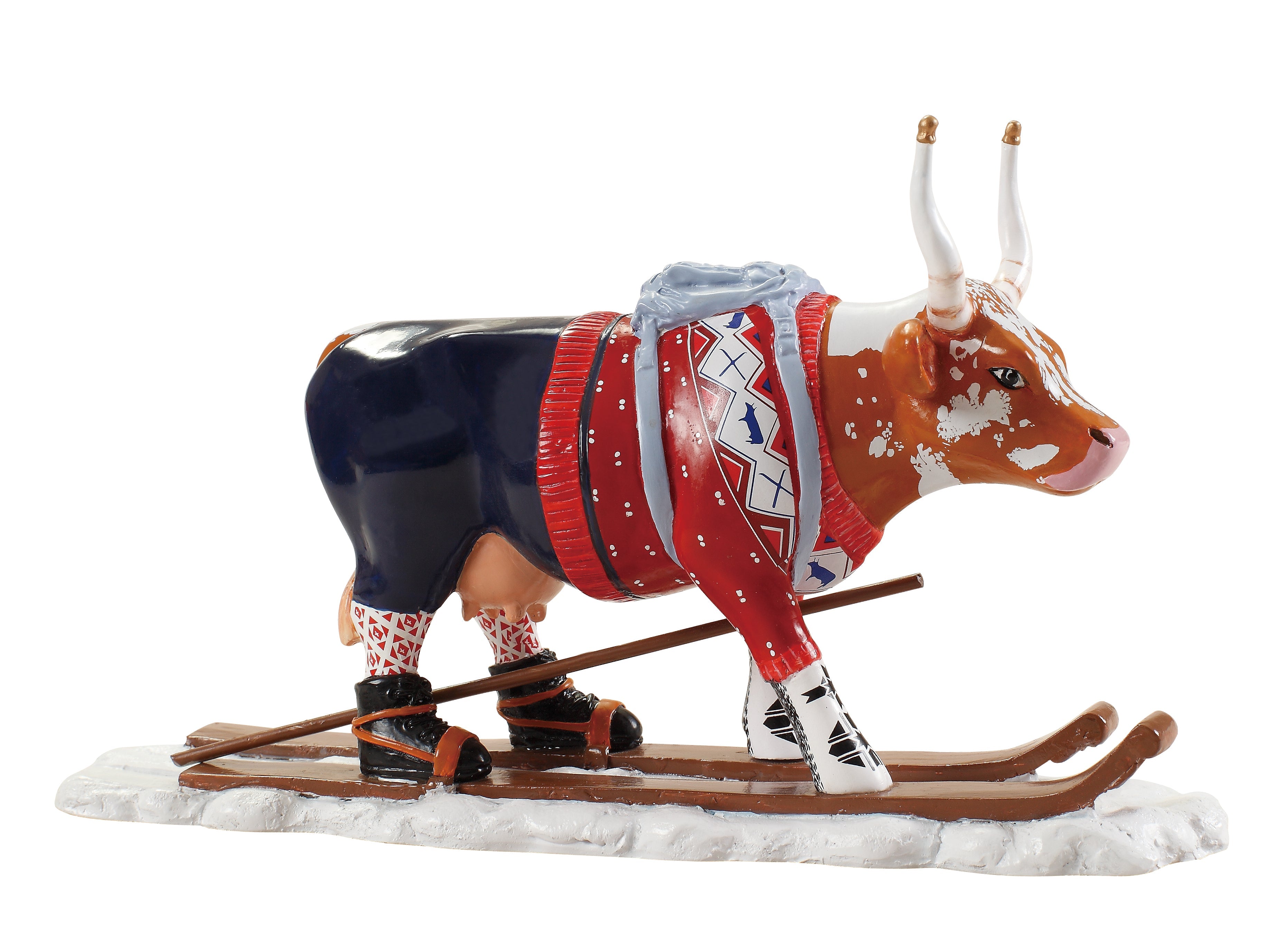 Ski Cow - El Yapımı Dekoratif İnek Figürü (Cow Parade)