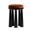 Totemic Siyah Masif Lake Terracotta Kadife Tabure
