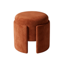 Aura Yuvarlak Terracota Kadife Puf