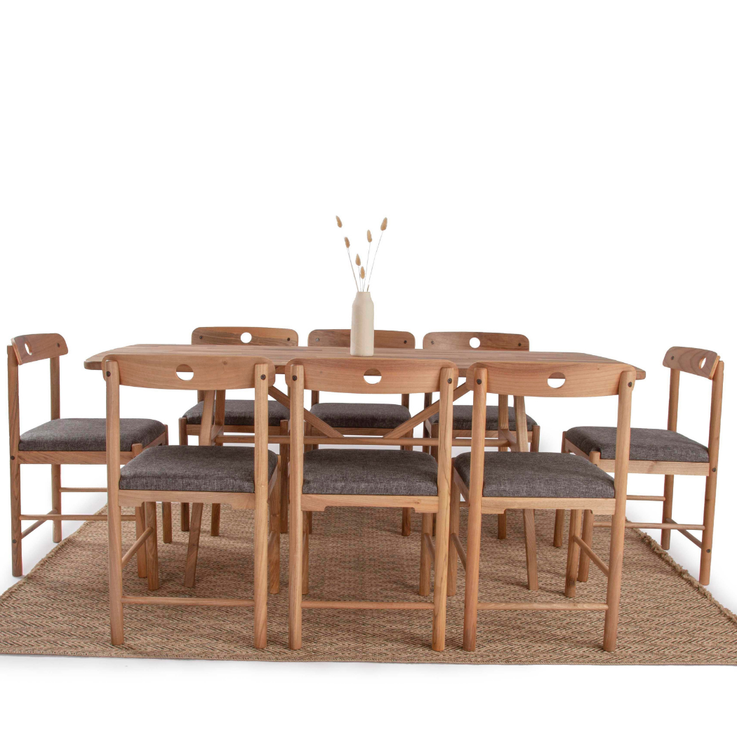 8 Kişilik Slim Masif Ceviz Masa