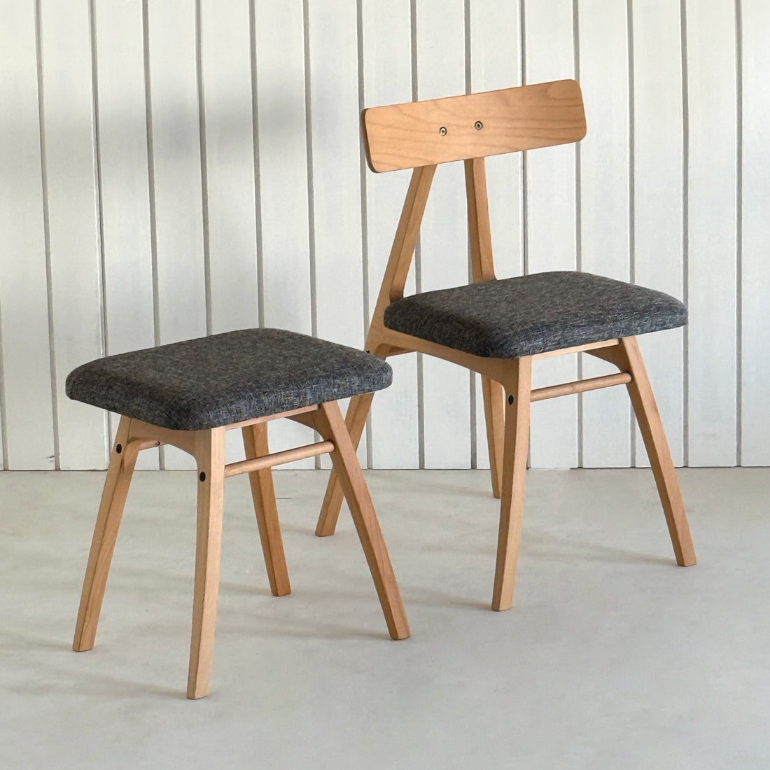 Slim Kayın Ahşap Sandalye Antrasit