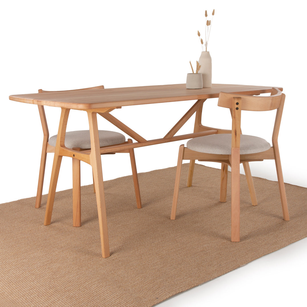 6 Kişilik Slim Masif Kayın Masa