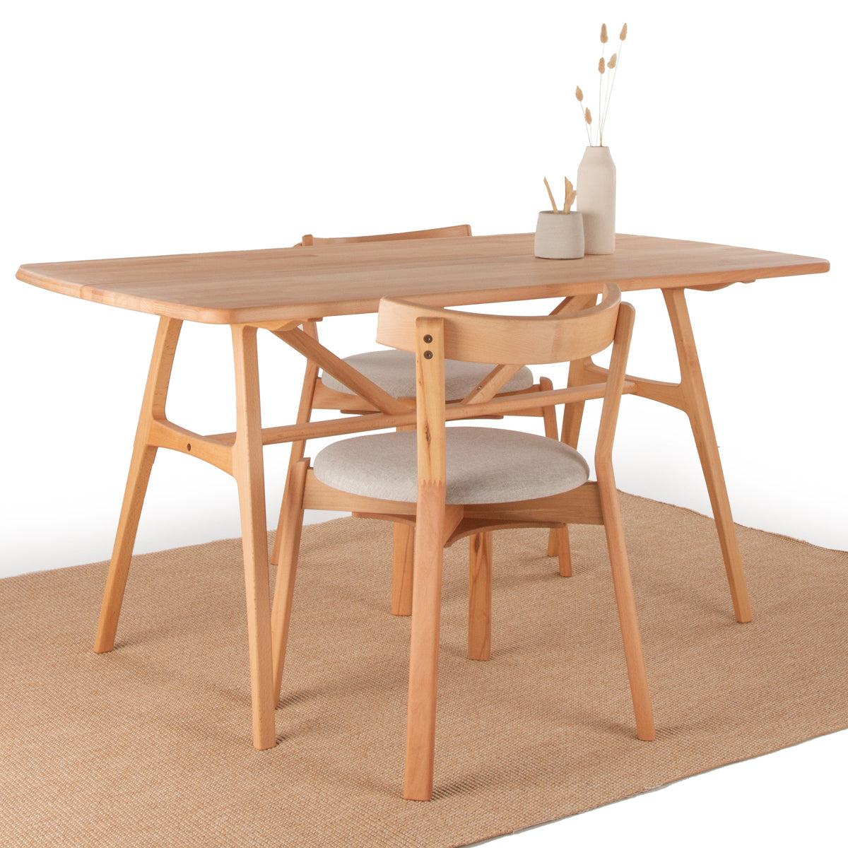 6 Kişilik Slim Masif Kayın Masa