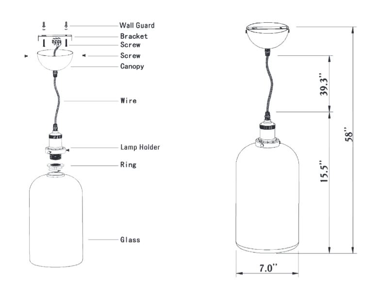 Smoke Dome Cam Sarkıt Lamba-Tavan Aydınlatması-livingstore-Amber-NowShopFun