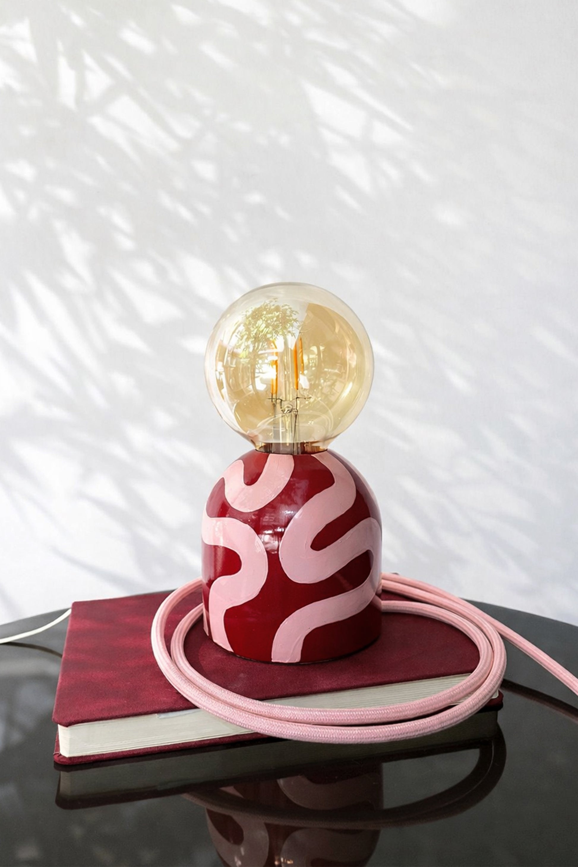 Snake Masa Lambası-Masa Lambası-Lins Design-Pembe Kumaş Kablo-NowShopFun