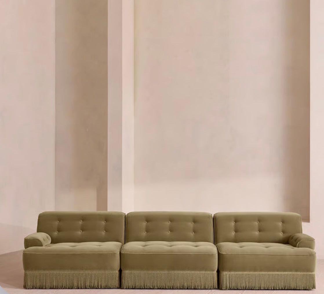 Elena Püsküllü Modüler Kadife Koltuk