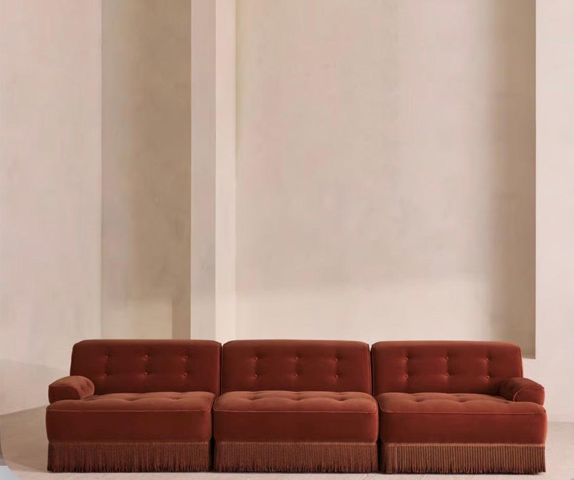 Elena Püsküllü Modüler Kadife Koltuk