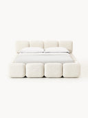Sofia Gizli Depolama Alanlı Bukle Döşemeli Bazalı Karyola