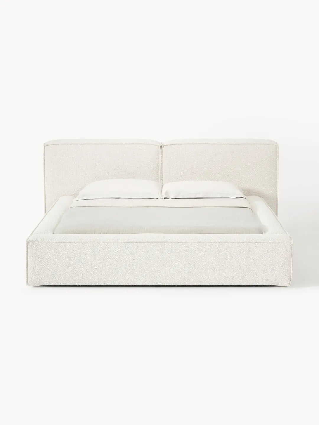 Soft Çift Kişilik Bukle Kumaş Döşemeli Karyola-Karyola-Innature Home-Açık Bej-180x200-NowShopFun