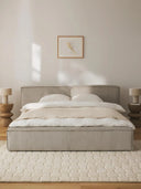 Soft Fitilli Kadife Çift Kişilik Döşemeli Karyola-Karyola-Innature Home-Gri-180x200-NowShopFun