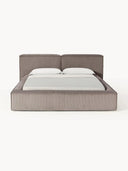Soft Fitilli Kadife Çift Kişilik Döşemeli Karyola-Karyola-Innature Home-Gri-180x200-NowShopFun