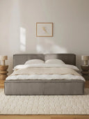 Soft Fitilli Kadife Çift Kişilik Döşemeli Karyola-Karyola-Innature Home-Gri-180x200-NowShopFun