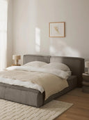 Soft Fitilli Kadife Çift Kişilik Döşemeli Karyola-Karyola-Innature Home-Gri-180x200-NowShopFun