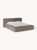 Soft Fitilli Kadife Çift Kişilik Döşemeli Karyola-Karyola-Innature Home-Gri-180x200-NowShopFun