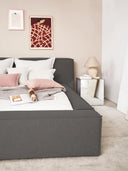 Soft Keten Kumaş Çift Kişilik Döşemeli Karyola-Karyola-Innature Home-Bej-180x200-NowShopFun