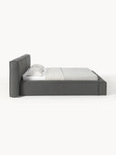 Soft Keten Kumaş Çift Kişilik Döşemeli Karyola-Karyola-Innature Home-Bej-180x200-NowShopFun
