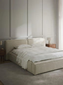Soft Keten Kumaş Çift Kişilik Döşemeli Karyola-Karyola-Innature Home-Bej-180x200-NowShopFun