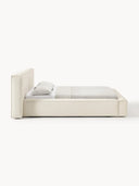 Soft Keten Kumaş Çift Kişilik Döşemeli Karyola-Karyola-Innature Home-Bej-180x200-NowShopFun
