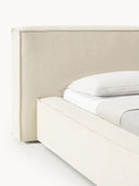 Soft Keten Kumaş Çift Kişilik Döşemeli Karyola-Karyola-Innature Home-Bej-180x200-NowShopFun
