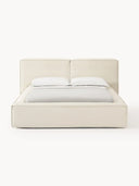 Soft Keten Kumaş Çift Kişilik Döşemeli Karyola-Karyola-Innature Home-Bej-180x200-NowShopFun