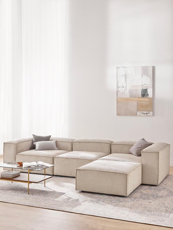 Soft Modüler Köşe Kanepe – Fitilli Kadife, 3-4 Kişilik