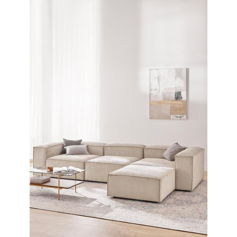 Soft Modüler Köşe Kanepe – Fitilli Kadife, 3-4 Kişilik