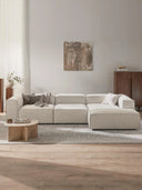 Soft Yumuşak Oturumlu Dinlenme Modüllü Kanepe, Bukle 3 - 4 Kişliik-Köşe Koltuk-Innature Home-Bukle - Açık Bej-Sağ-NowShopFun