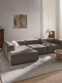 Soft Yumuşak Oturumlu Dinlenme Modüllü Kanepe, Bukle 3 - 4 Kişliik-Köşe Koltuk-Innature Home-Bukle - Açık Bej-Sağ-NowShopFun