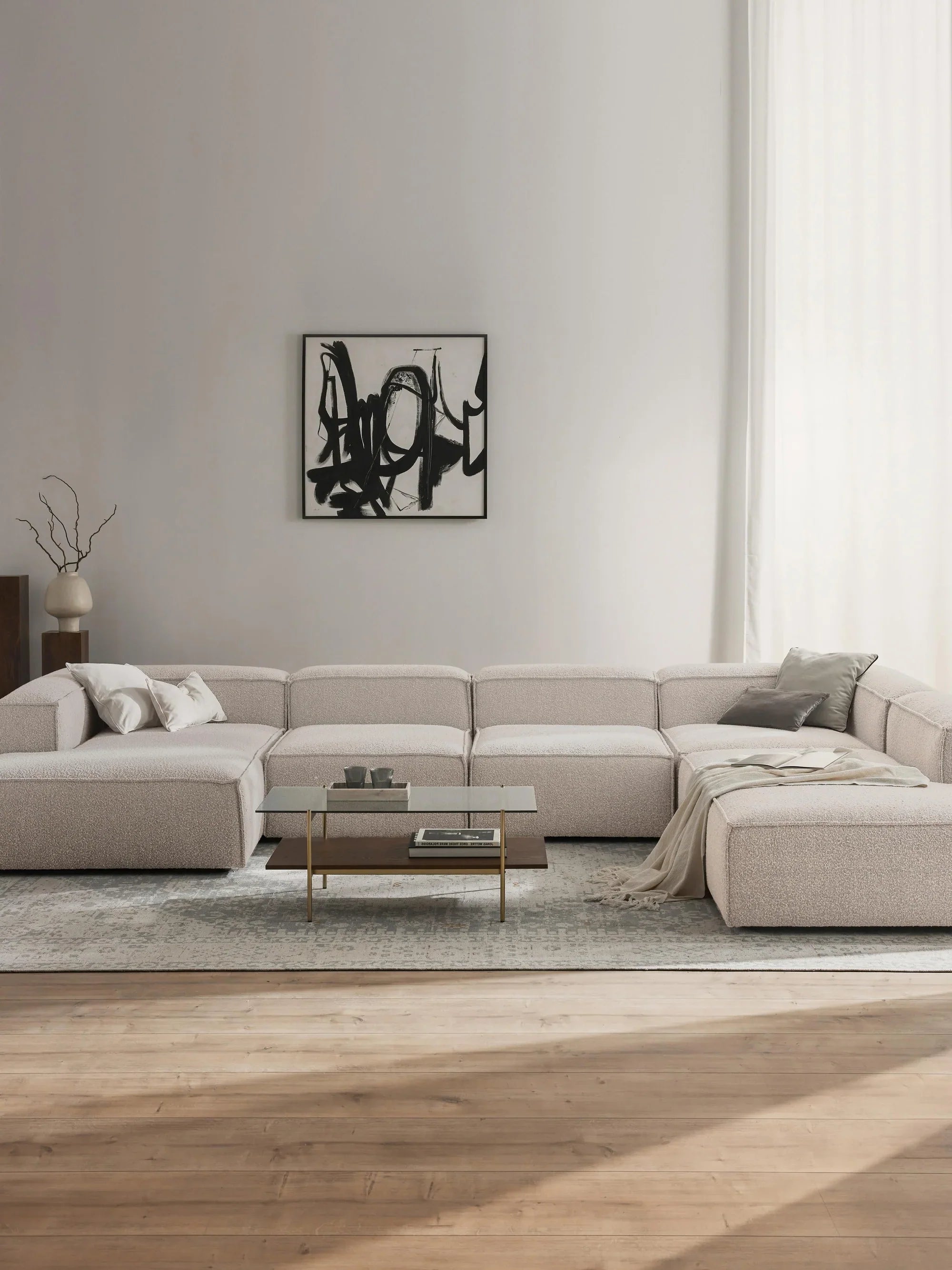 Soft Yumuşak Oturumlu Dinlenme Modüllü Köşe Kanepe, Bukle, 6-7 Kişilik-Köşe Koltuk-Innature Home-Bukle - Açık Bej-Sağ-NowShopFun