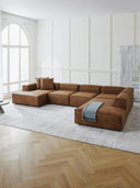 Soft Yumuşak Oturumlu Dinlenme Modüllü Köşe Kanepe, Deri (6-7 Kişilik)-Köşe Koltuk-Innature Home-Deri - Siyah-Sağ-NowShopFun