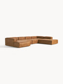 Soft Yumuşak Oturumlu Dinlenme Modüllü Köşe Kanepe, Deri (6-7 Kişilik)-Köşe Koltuk-Innature Home-Deri - Siyah-Sağ-NowShopFun