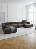 Soft Yumuşak Oturumlu Dinlenme Modüllü Köşe Kanepe, Deri (6-7 Kişilik)-Köşe Koltuk-Innature Home-Deri - Siyah-Sağ-NowShopFun