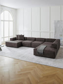 Soft Yumuşak Oturumlu Dinlenme Modüllü Köşe Kanepe, Deri (6-7 Kişilik)-Köşe Koltuk-Innature Home-Deri - Siyah-Sağ-NowShopFun