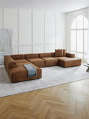 Soft Yumuşak Oturumlu Dinlenme Modüllü Köşe Kanepe, Deri (6-7 Kişilik)-Köşe Koltuk-Innature Home-Deri - Siyah-Sağ-NowShopFun