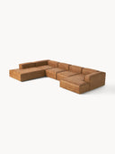 Soft Yumuşak Oturumlu Dinlenme Modüllü Köşe Kanepe, Deri (6-7 Kişilik)-Köşe Koltuk-Innature Home-Deri - Siyah-Sağ-NowShopFun
