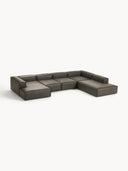 Soft Yumuşak Oturumlu Dinlenme Modüllü Köşe Kanepe, Deri (6-7 Kişilik)-Köşe Koltuk-Innature Home-Deri - Siyah-Sağ-NowShopFun