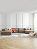 Soft Yumuşak Oturumlu Dinlenme Modüllü Köşe Kanepe, Keten, 6-7 Kişilik-Köşe Koltuk-Innature Home-Keten- Açık Bej-Sağ-NowShopFun