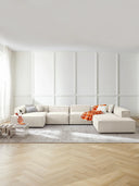 Soft Yumuşak Oturumlu Dinlenme Modüllü Köşe Kanepe, Keten, 6-7 Kişilik-Köşe Koltuk-Innature Home-Keten- Açık Bej-Sağ-NowShopFun