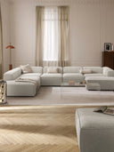 Soft Yumuşak Oturumlu Dinlenme Modüllü Köşe Kanepe, Keten, 6-7 Kişilik-Köşe Koltuk-Innature Home-Keten- Açık Bej-Sağ-NowShopFun