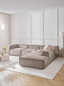 Soft Yumuşak Oturumlu Dinlenme Modüllü Köşe Kanepe,Fitilli Kadife 4-5 Kişilik-Köşe Koltuk-Innature Home-Fitilli Kadife - Açık Bej-Sağ-NowShopFun