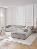 Soft Yumuşak Oturumlu Dinlenme Modüllü Köşe Kanepe,Fitilli Kadife 4-5 Kişilik-Köşe Koltuk-Innature Home-Fitilli Kadife - Açık Bej-Sağ-NowShopFun